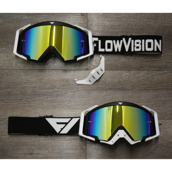 Flow Vision Motocross Goggles with Black frame and white accessories