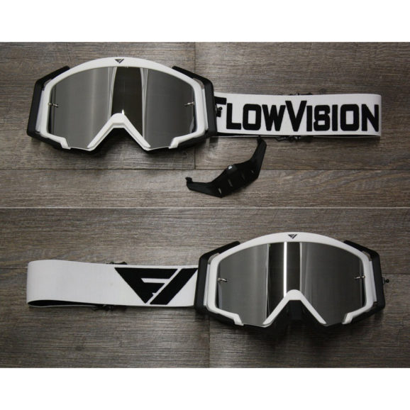 Flow Vision Motocross Goggles with White frame and black accessories