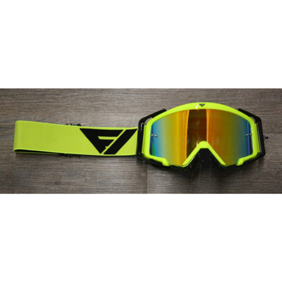 Flow Vision Motocross Goggles with Flo-Yellow frame and black accessories