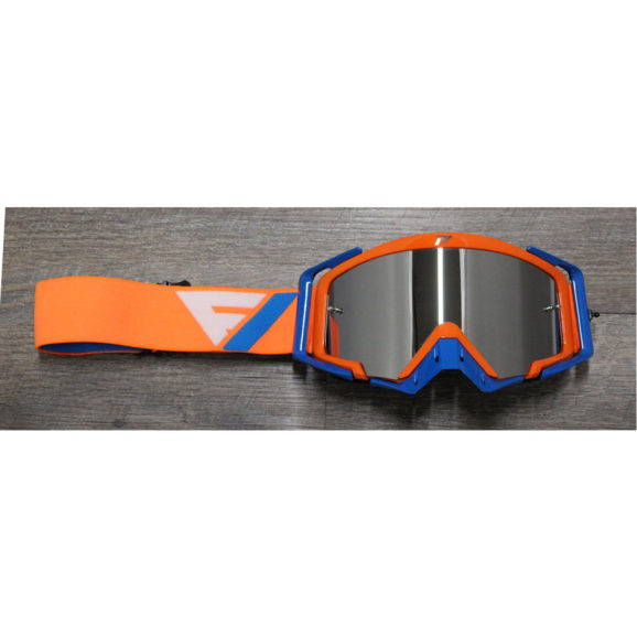 Flow Vision Motocross Goggles with Orange frame and blue accessories