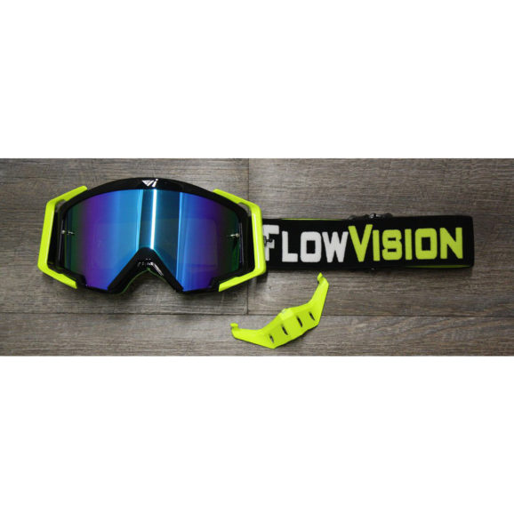 Flow Vision Motocross Goggles with Black frame and flo-yellow accessories