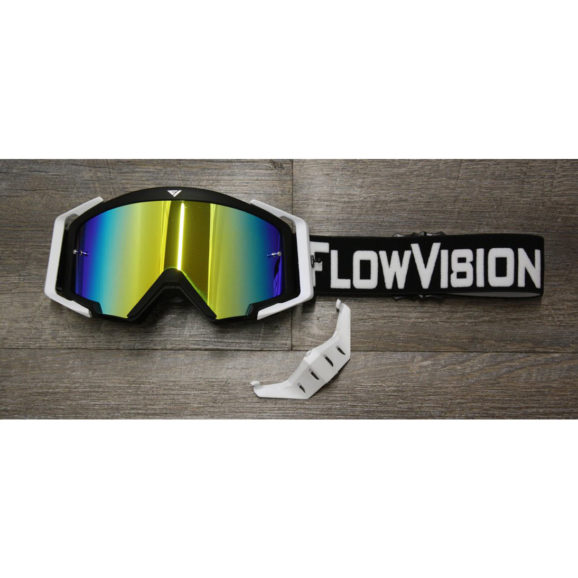 Flow Vision Motocross Goggles with Black frame and white accessories