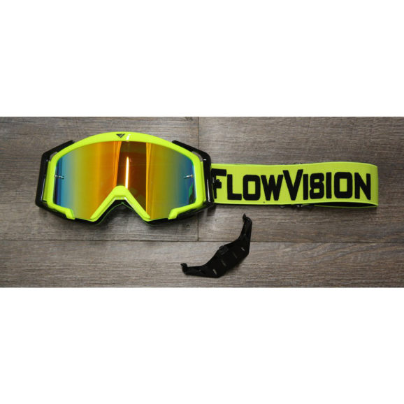 Flow Vision Motocross Goggles with Flo-Yellow frame and black accessories