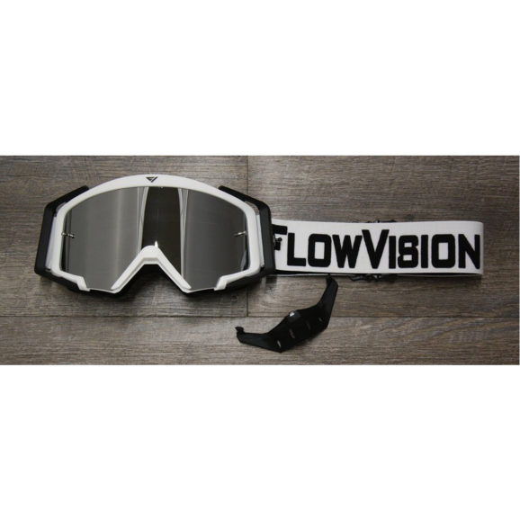 Flow Vision Motocross Goggles with White frame and black accessories